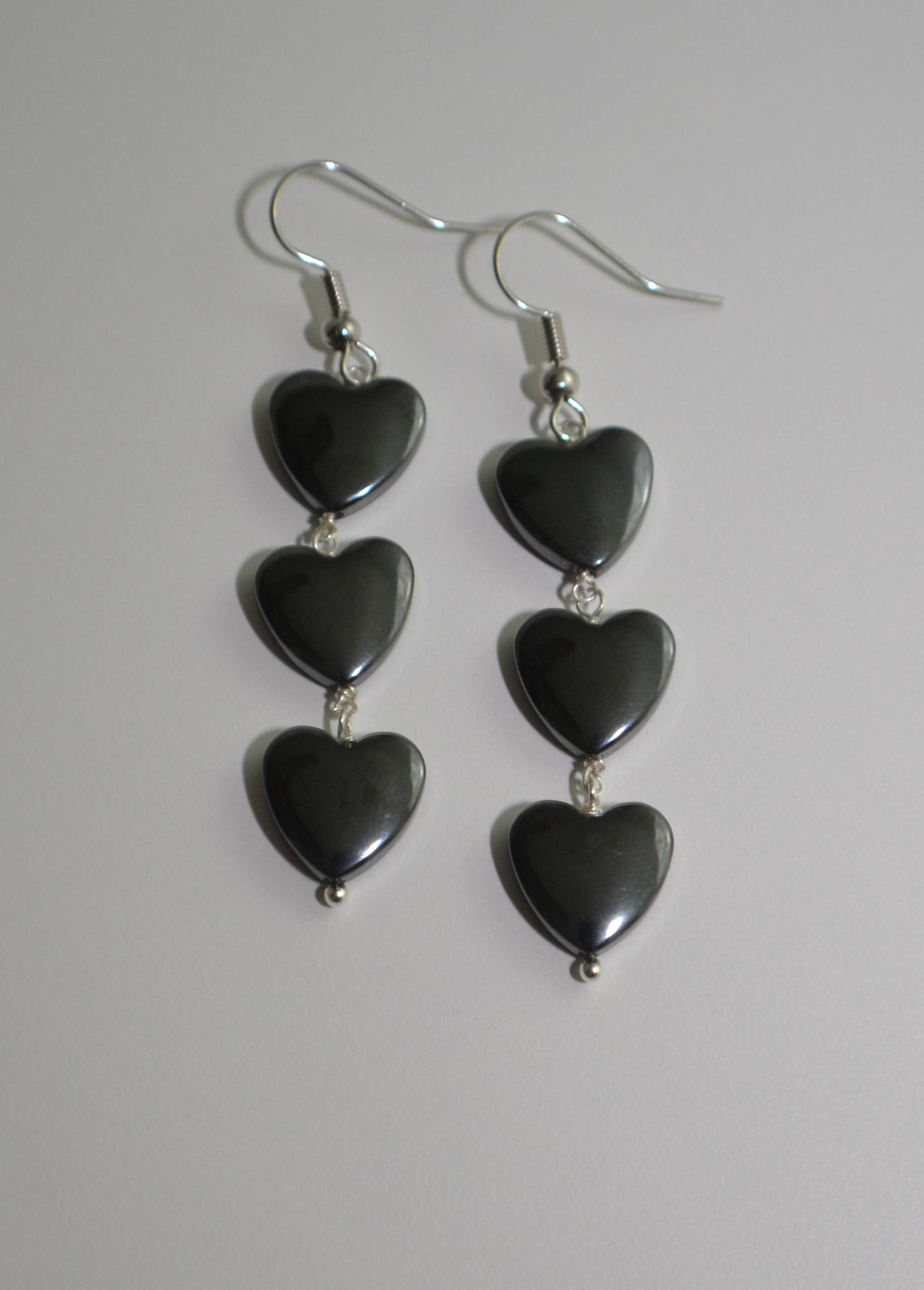 Hematite Heart Drop Earrings