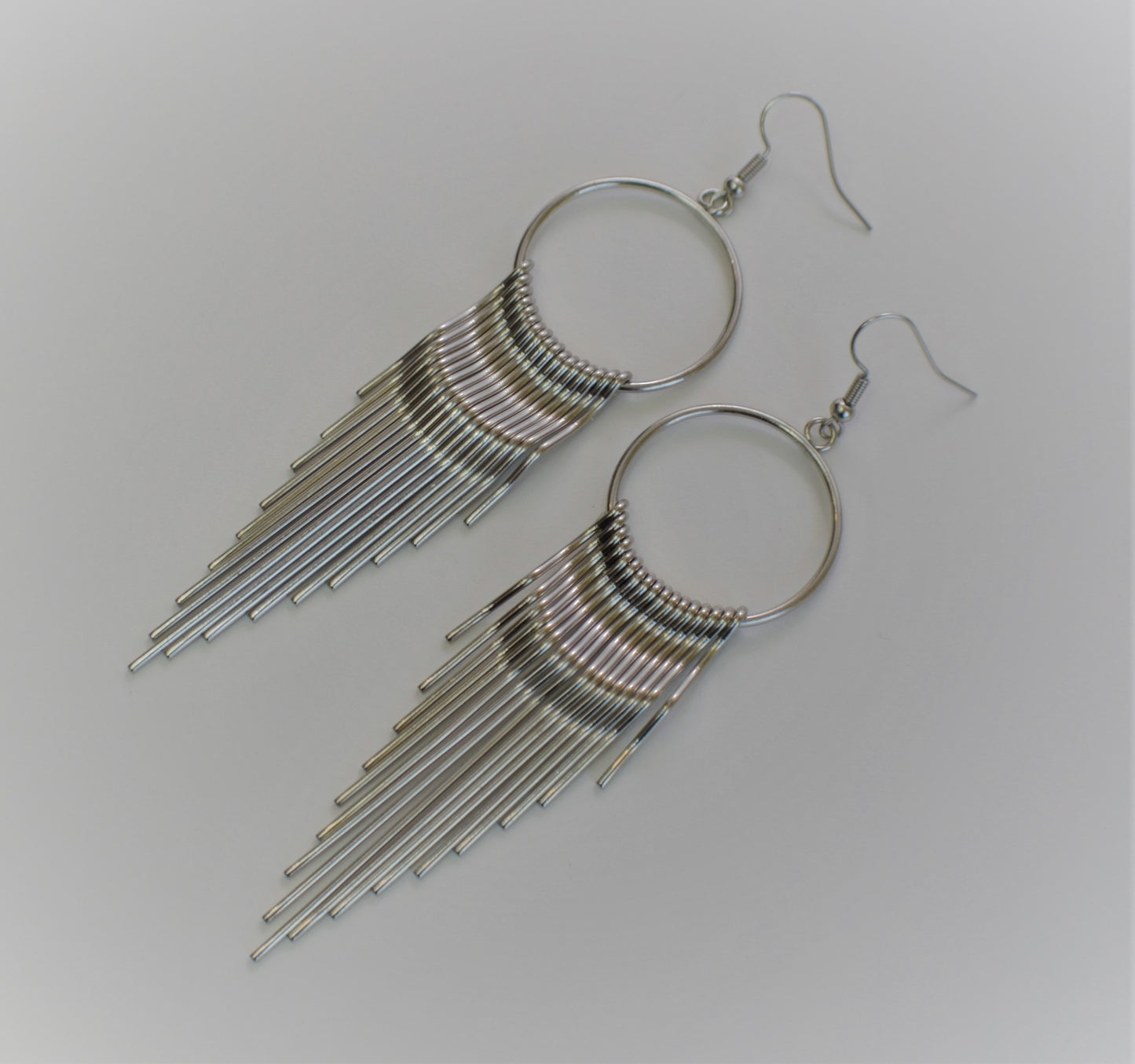 Silver Metal Tassel Earrings