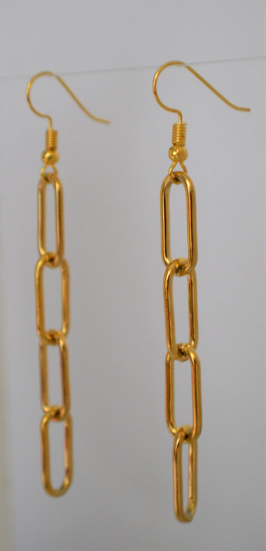 Gold Paper Clip Dangle Earrings